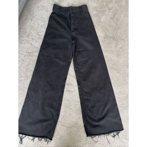 ZARA marine barrel leg black high waist jeans, Sz 0, $99 F39 - Picture 4 of 11